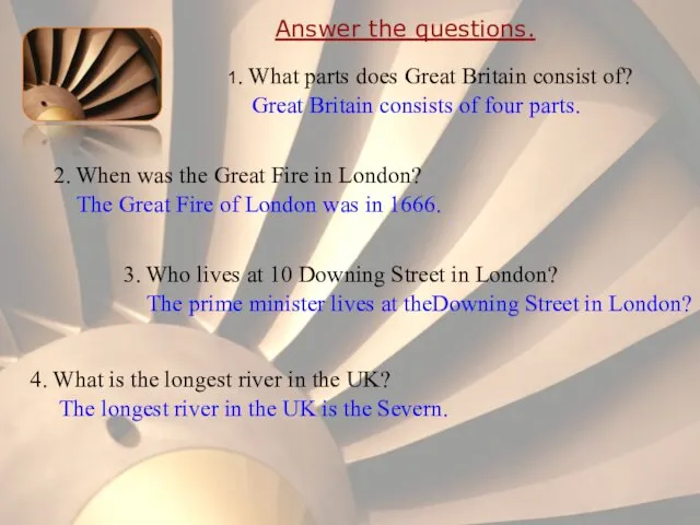 Answer the questions. 1. What parts does Great Britain consist of? 2.