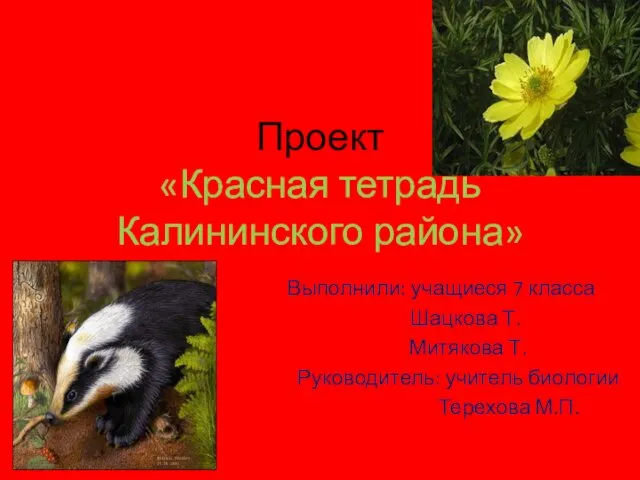 Презентация на тему Красная тетрадь Калининского района