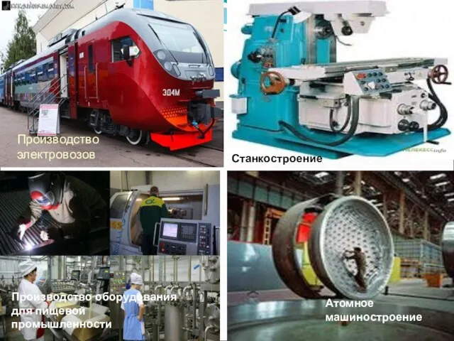 Атомное машиностроение Производство электровозов Станкостроение Производство оборудования для пищевой промышленности