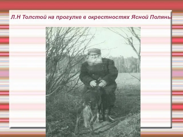 Л.Н Толстой на прогулке в окрестностях Ясной Поляны