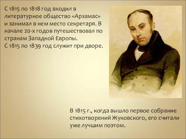 С 1815 по 1818 год входил в литературное общество «Арзамас» и занимал