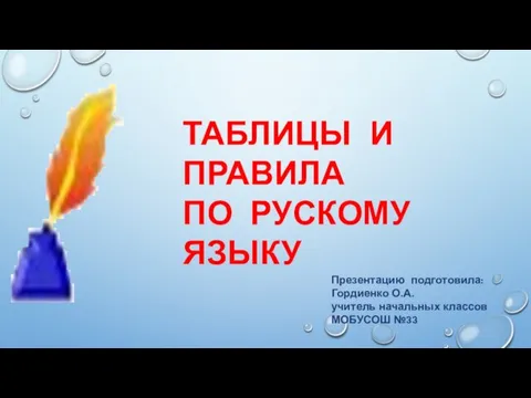 Презентация на тему Таблицы и правила по русскому языку