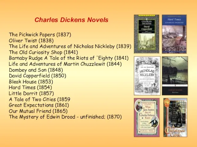Charles Dickens Novels The Pickwick Papers (1837) Oliver Twist (1838) The Life