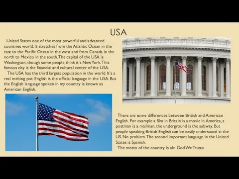USA United States one of the most powerful and advanced countries world.