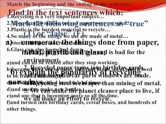 Find in the text sentences which: enumerate the things done from paper,