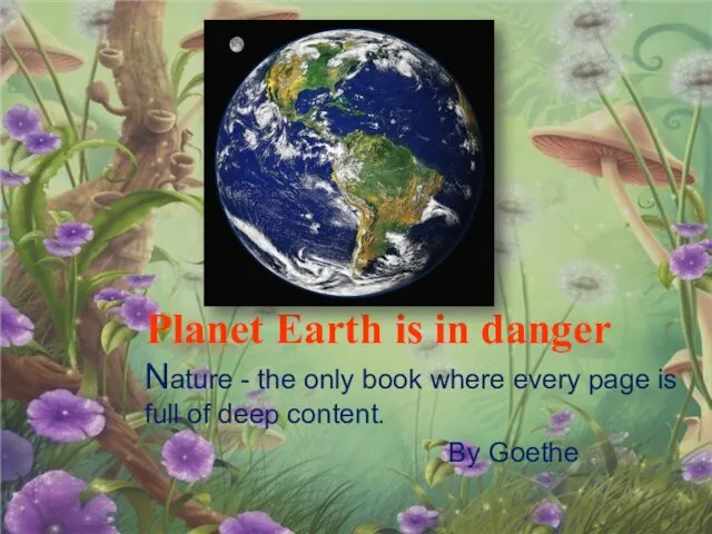 Презентация на тему Planet Earth is in danger (Планета Земля в опасности)