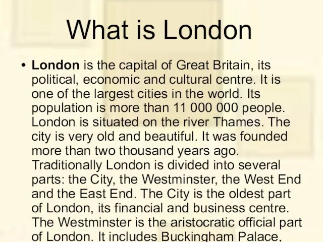 What is London London is the capital of Great Britain, its political,