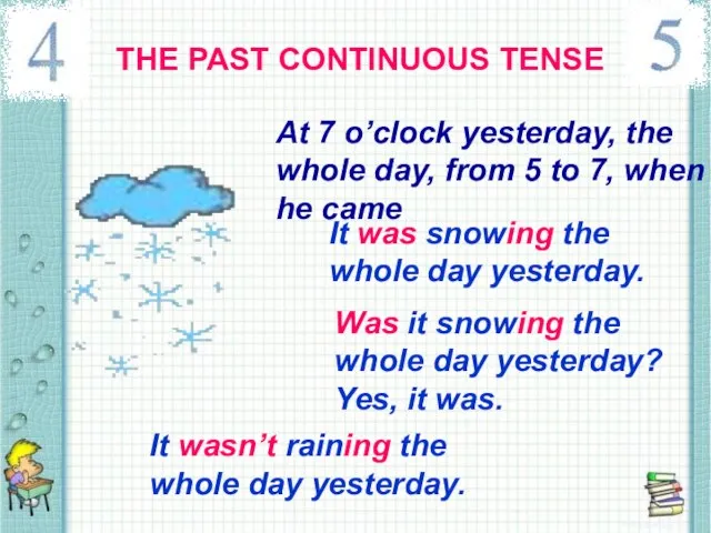 THE PAST CONTINUOUS TENSE THE PAST CONTINUOUS TENSE At 7 o’clock yesterday,