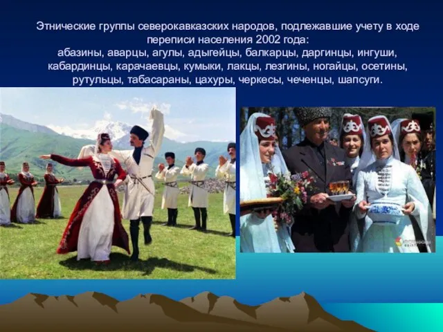 Этнические группы северокавказских народов, подлежавшие учету в ходе переписи населения 2002 года:
