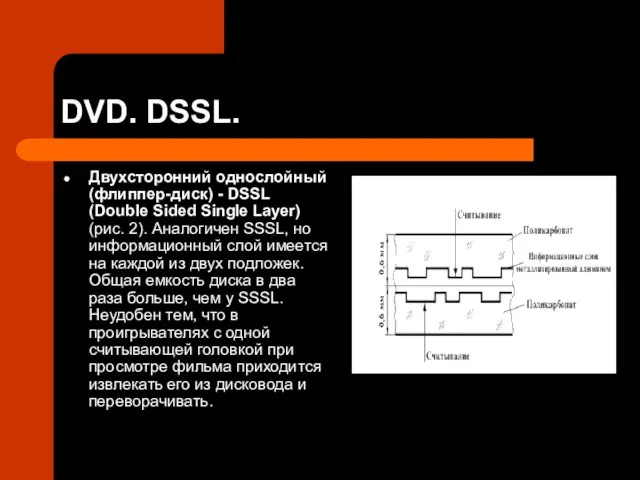 DVD. DSSL. Двухсторонний однослойный (флиппер-диск) - DSSL (Double Sided Single Layer) (рис.