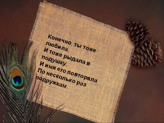 Конечно, ты тоже любила, И тоже рыдала в подушку, И имя его