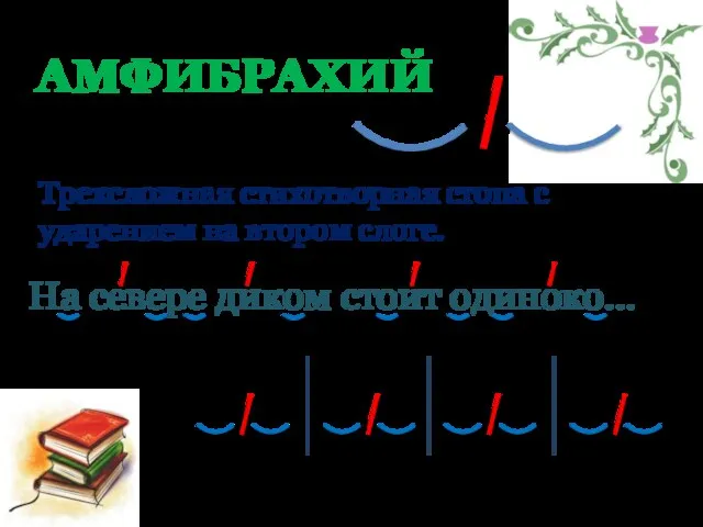 На севере диком стоит одиноко… АМФИБРАХИЙ Трехсложная стихотворная стопа с ударением на втором слоге. М.Ю. Лермонтов