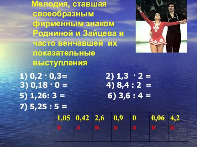 Мелодия, ставшая своеобразным фирменным знаком Родниной и Зайцева и часто венчавшей их