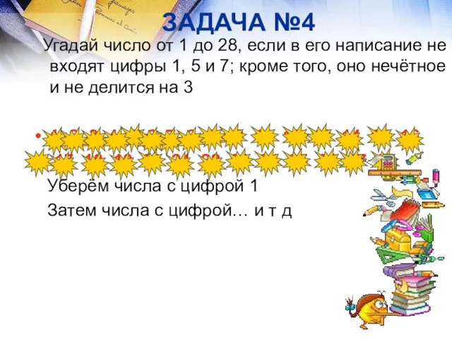 ЗАДАЧА №4 Угадай число от 1 до 28, если в его написание