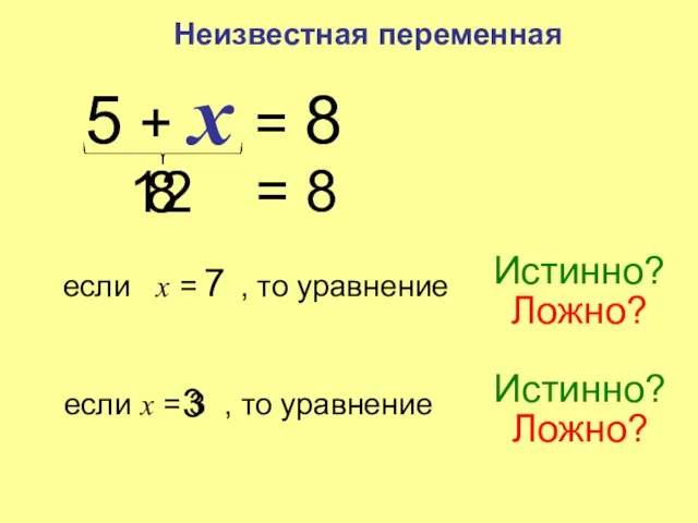 5 + = 8 если x = 7 , то уравнение 7