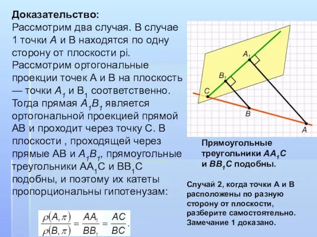 Доказательство: Рассмотрим два случая. В случае 1 точки А и В находятся