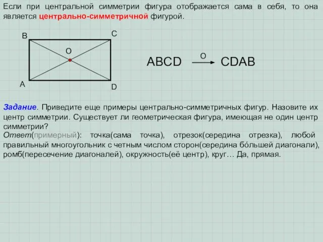 Если при центральной симметрии фигура отображается сама в себя, то она является