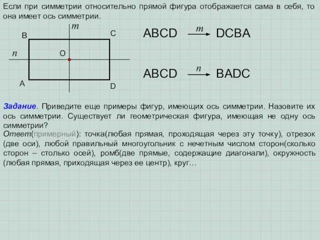 Если при симметрии относительно прямой фигура отображается сама в себя, то она