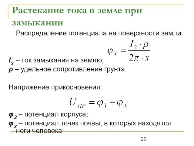 Растекание тока в земле при замыкании Распределение потенциала на поверхности земли: IЗ