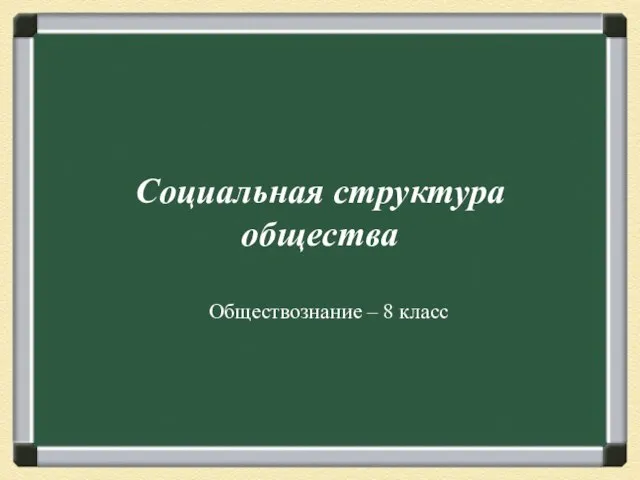 Социальная структура общества Обществознание – 8 класс