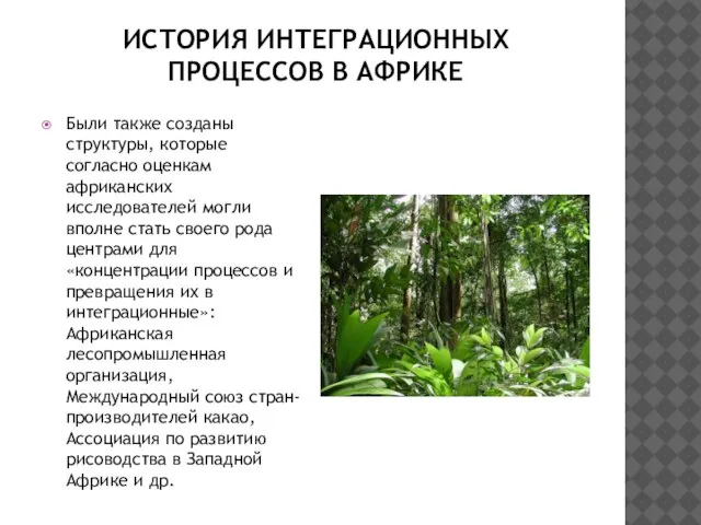 ИСТОРИЯ ИНТЕГРАЦИОННЫХ ПРОЦЕССОВ В АФРИКЕ Были также созданы структуры, которые согласно оценкам