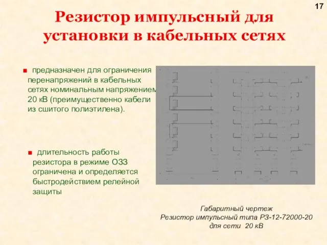 Резистор импульсный для установки в кабельных сетях предназначен для ограничения перенапряжений в