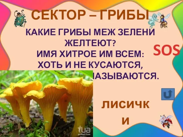 Какие грибы меж зелени желтеют? Имя хитрое им всем: хоть и не