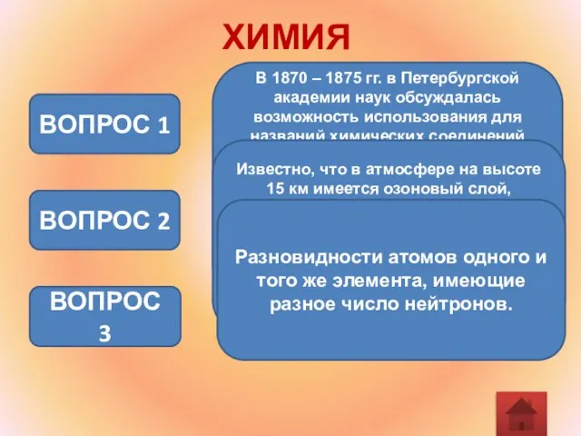 ХИМИЯ В 1870 – 1875 гг. в Петербургской академии наук обсуждалась возможность