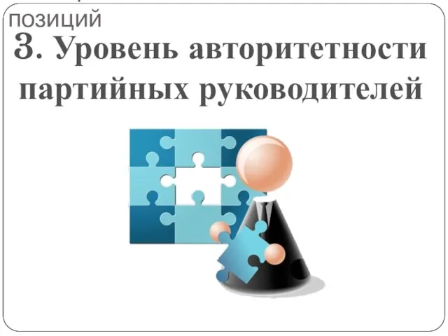 Факторы завоевания властных позиций 3. Уровень авторитетности партийных руководителей