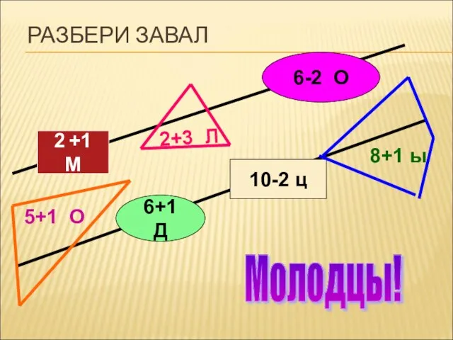 РАЗБЕРИ ЗАВАЛ 2 +1 М 6+1 Д 2+3 Л 10-2 ц 6-2