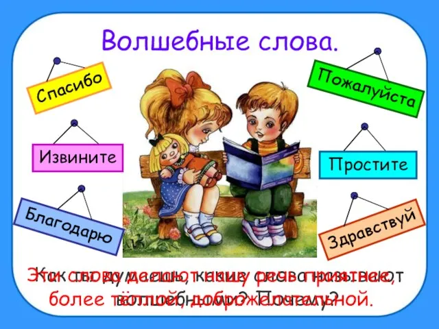 Волшебные слова. Как ты думаешь, какие слова называют волшебными? Почему? Эти слова