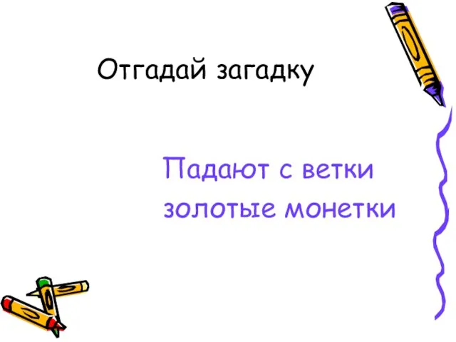 Отгадай загадку Падают с ветки золотые монетки