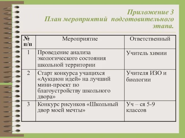 Приложение 3 План мероприятий подготовительного этапа.