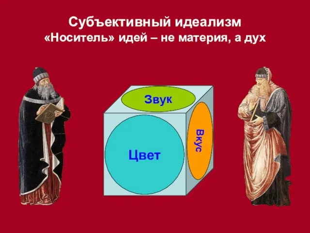 Субъективный идеализм «Носитель» идей – не материя, а дух Цвет Звук Вкус