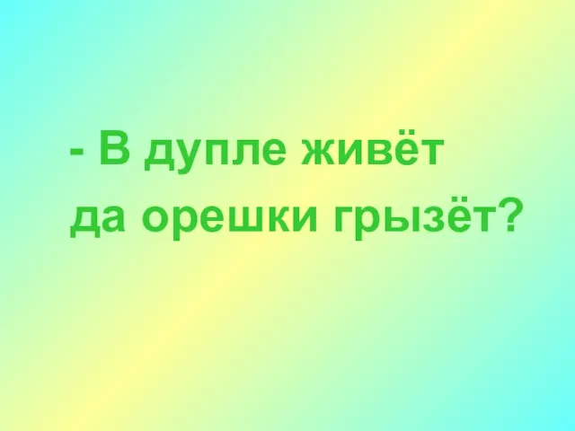 - В дупле живёт да орешки грызёт?