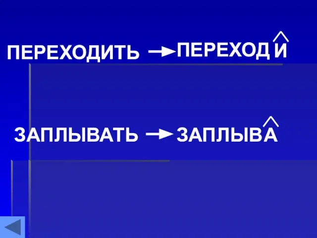 ПЕРЕХОДИТЬ ПЕРЕХОД И ЗАПЛЫВАТЬ ЗАПЛЫВ А