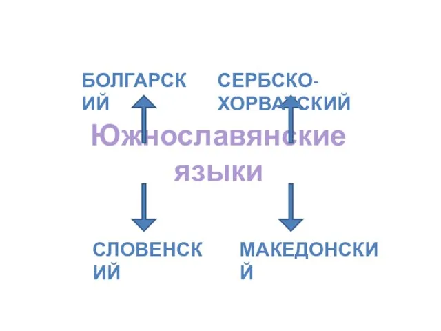 Южнославянские языки БОЛГАРСКИЙ СЕРБСКО-ХОРВАТСКИЙ СЛОВЕНСКИЙ МАКЕДОНСКИЙ