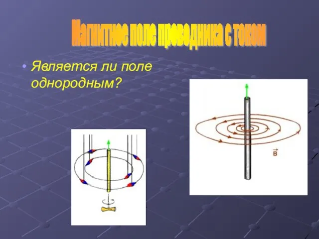 Магнитное поле проводника с током Является ли поле однородным?