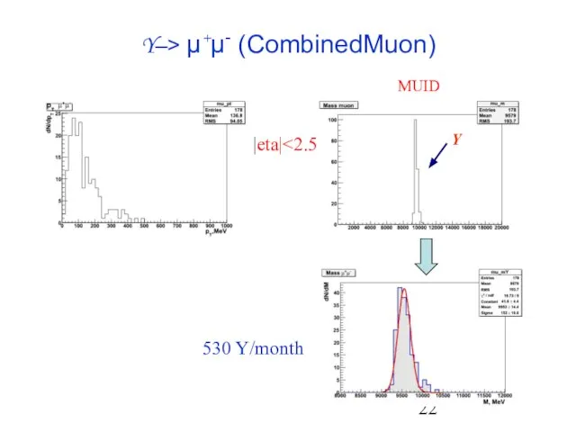 Y–> μ+μ- (CombinedMuon) MUID |eta| 530 Y/month