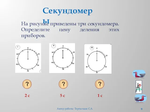 На рисунке приведены три секундомера. Определите цену деления этих приборов. Секундомеры 2