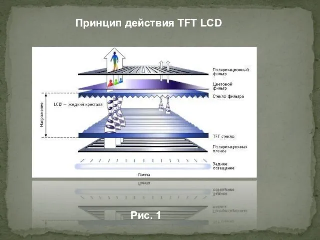 Рис. 1 Принцип действия TFT LCD