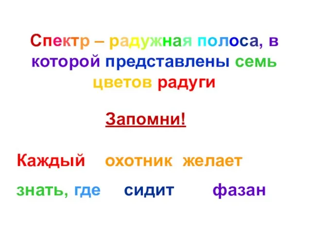 Каждый охотник желает знать, где сидит фазан Спектр – радужная полоса, в