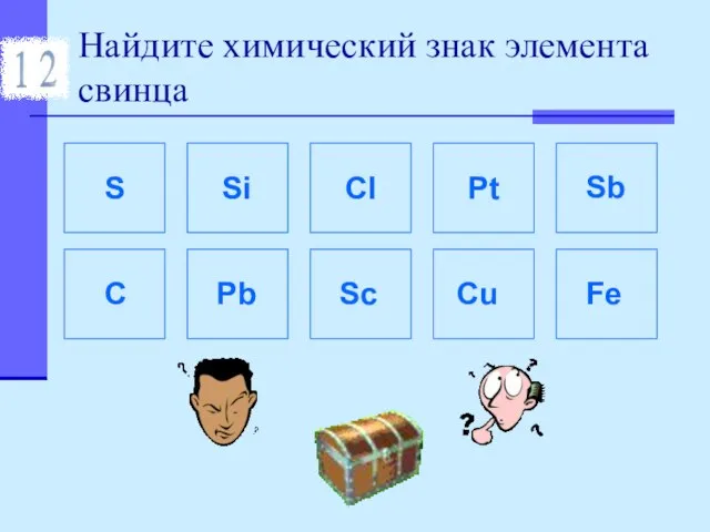 Найдите химический знак элемента свинца S Si Sc C Cl Pb Pt Sb Cu Fe