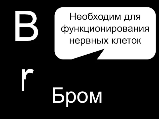 H P Br Бром Необходим для функционирования нервных клеток