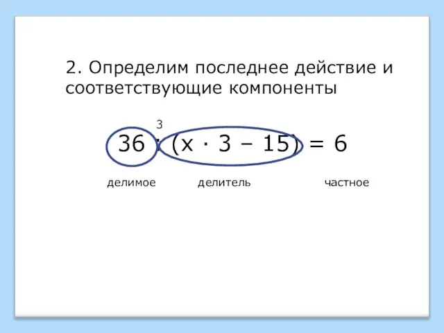 36 : (х · 3 – 15) = 6 3 2. Определим