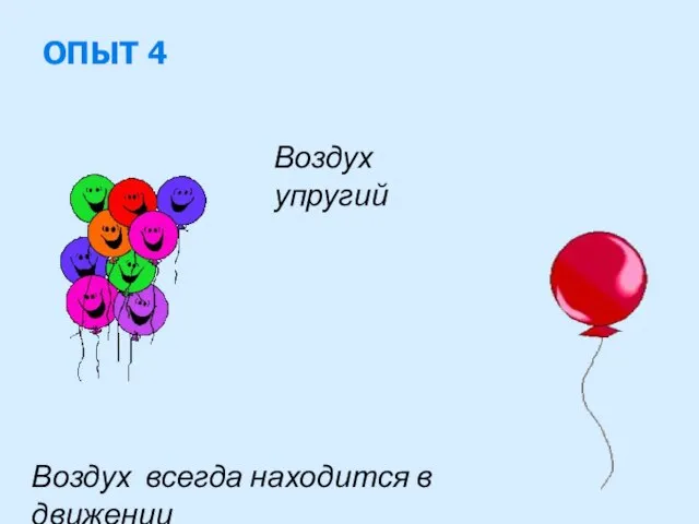 ОПЫТ 4 Воздух упругий Воздух всегда находится в движении