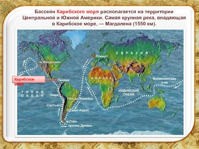 Бассейн Карибского моря располагается на территории Центральной и Южной Америки. Самая крупная