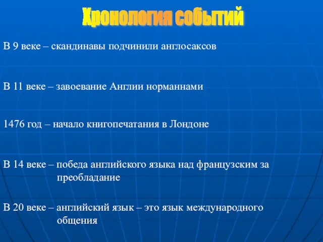 В 11 веке – завоевание Англии норманнами 1476 год – начало книгопечатания