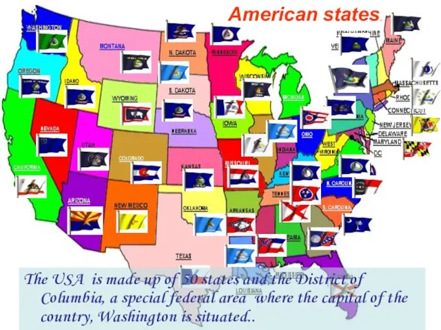 The USA is made up of 50 states and the District of