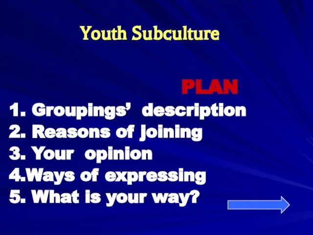 Презентация на тему Youth Subculture (Молодежная субкультура)